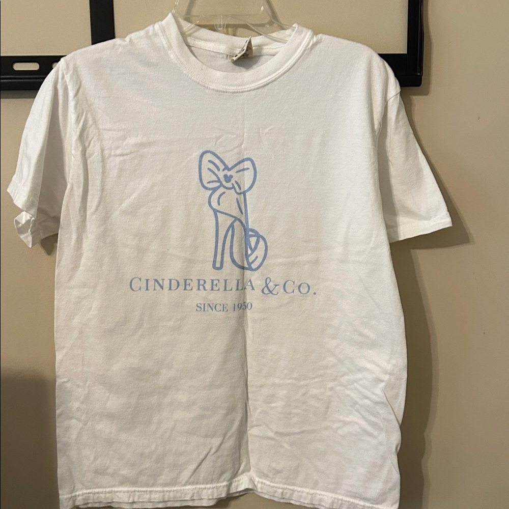 Cinderella & Co. White T-Shirt with Blue Logo
